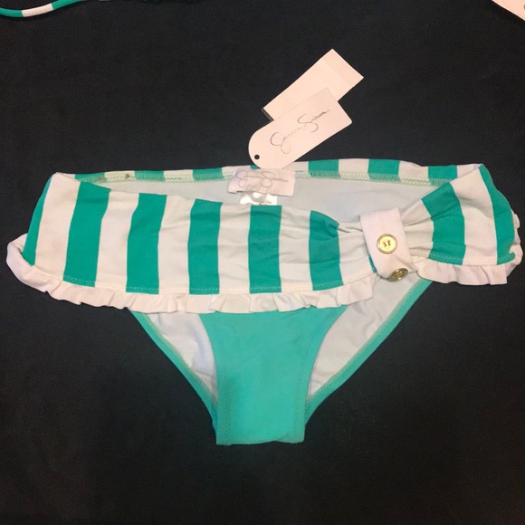 Jessica Simpson Green & White Bikini Medium & XS - Picture 3 of 4